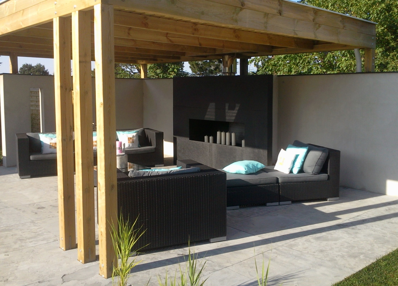 pergola en bois avec espace détente - Bois Expo