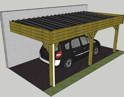 Carport adossé ouvert
