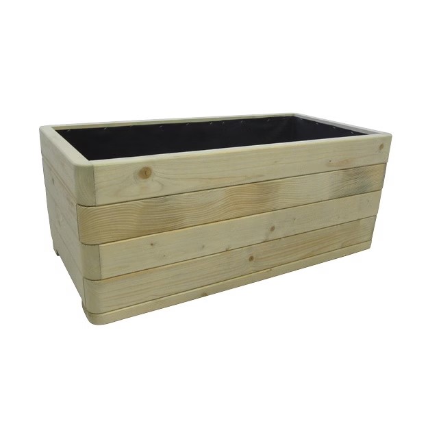 Bac rectangulaire en bois naturel clair.