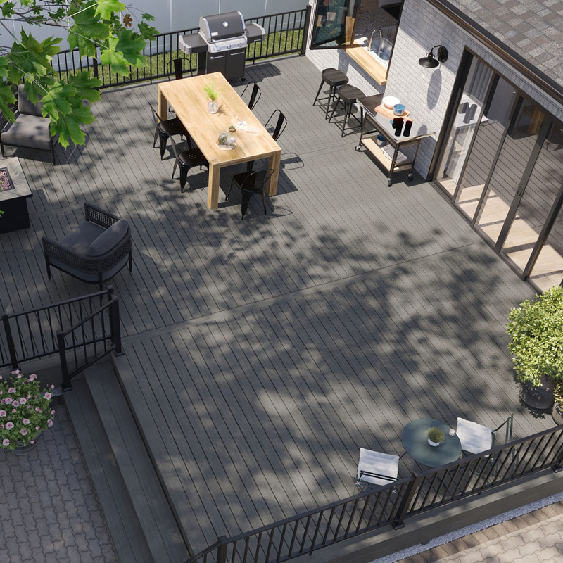 Grande terrasse bois avec mobilier moderne