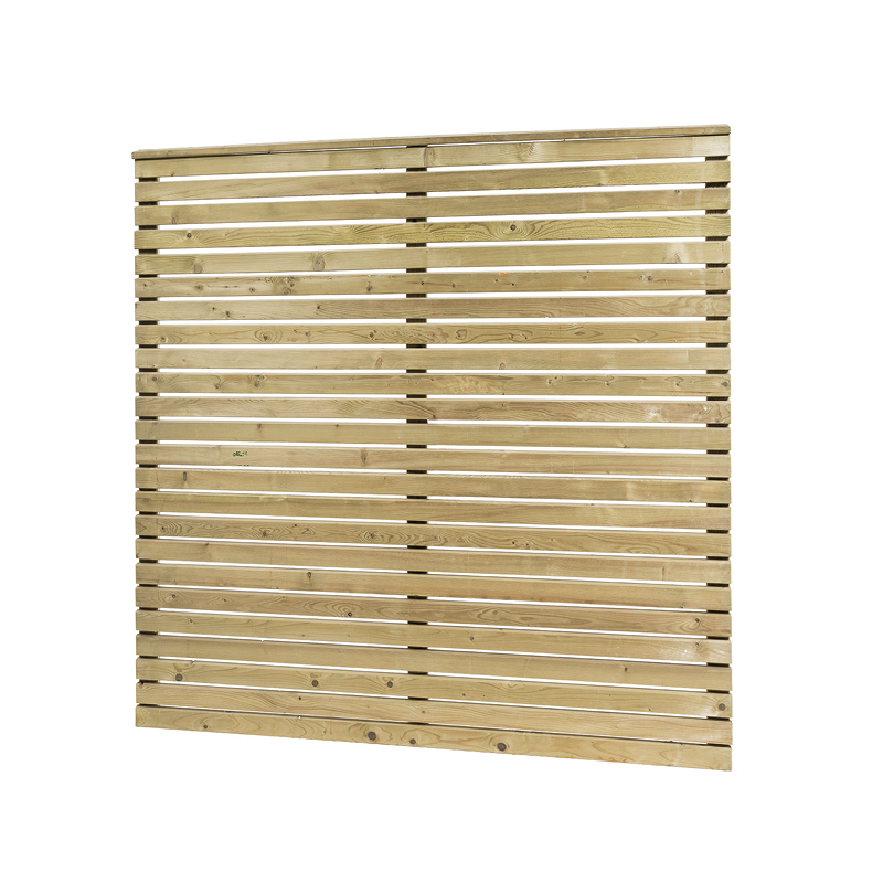 Panneau bois à lames horizontales.